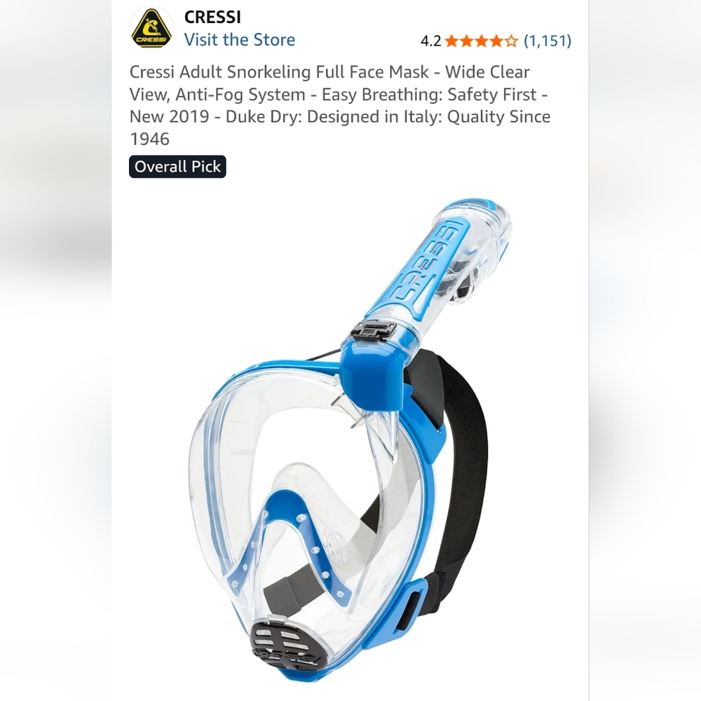 Cressi Snorkel Mask AND Fins AND Backpack